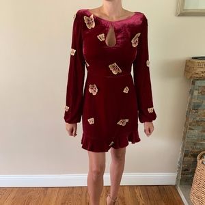 Raspberry Velvet Papillon Butterfly Dress